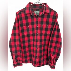 Women's Woolrich Red Black Check Button Down Buffalo Plaid Flannel Size‎ Large